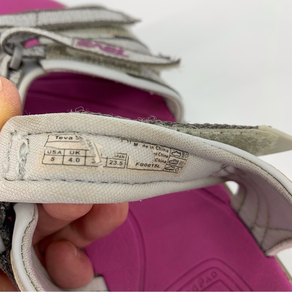Teva Grey, Silver, and Pink Tirra Kids' Sport Sandal, 5 - Picture 16 of 16